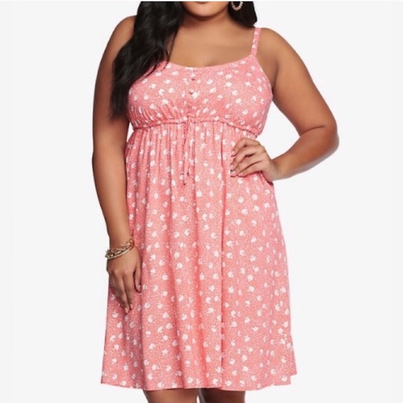 torrid Dresses & Skirts - Torrid Floral Drawstring Henley Tank Dress